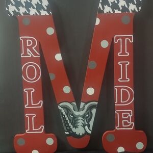 Red and White Decorative Letter M